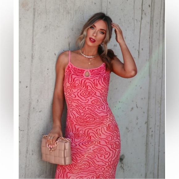 Zara women’s knit swirl print maxi dress pink size small - Picture 6 of 13